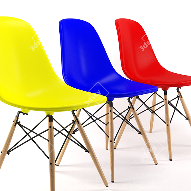 Eames DSW Plastic Side Chair 3D model image 2
