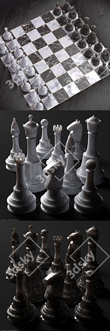 Elegant Chess Set with Chair 3D model image 3