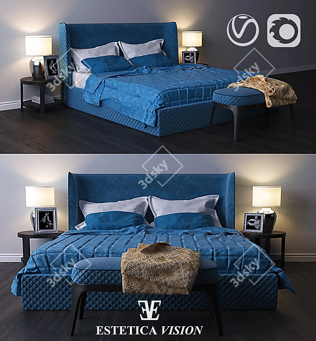 Elegant MARSEILE Bed: Perfect Dream Space 3D model image 1