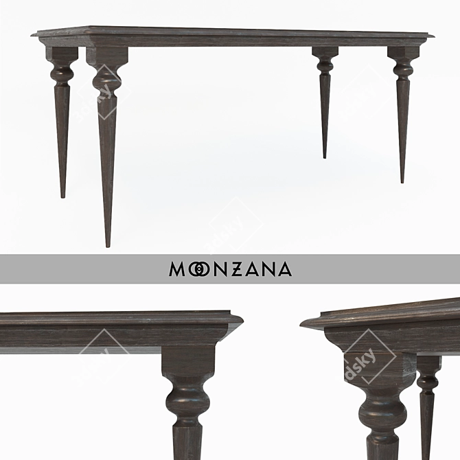 Rhineland Moonzana Table: Solid Smoked Oak 3D model image 1