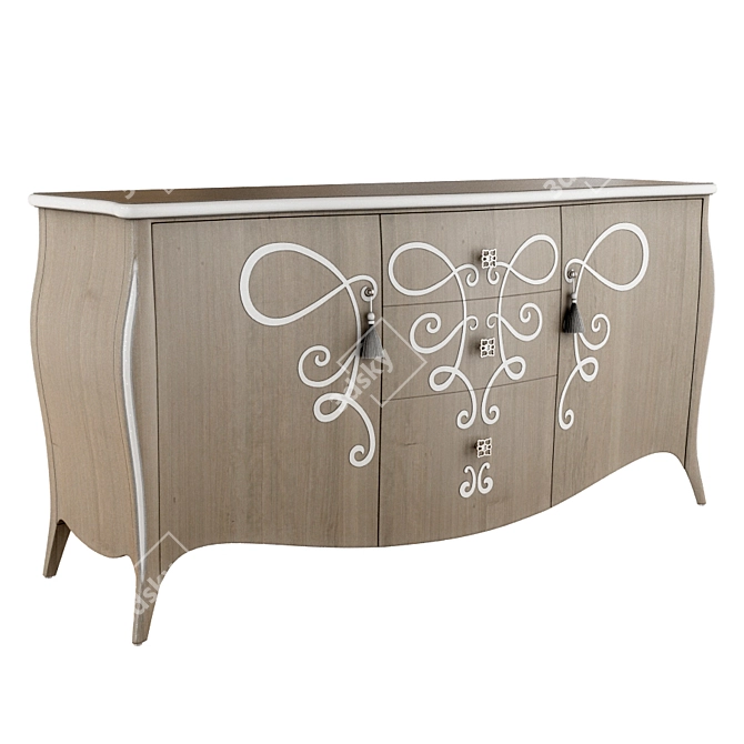 Elegante Cherry Wood Sideboard 3D model image 1