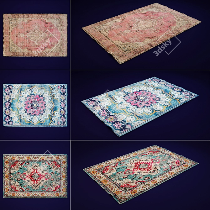 Elegant Antiqua Carpet 3D model image 1