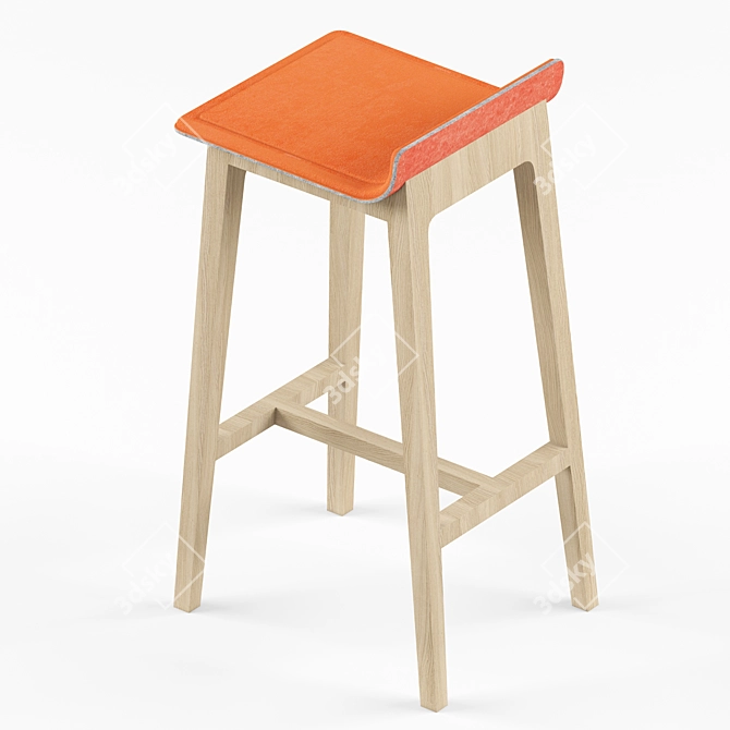 Title: Scandi Chic Low Back Stool 3D model image 2