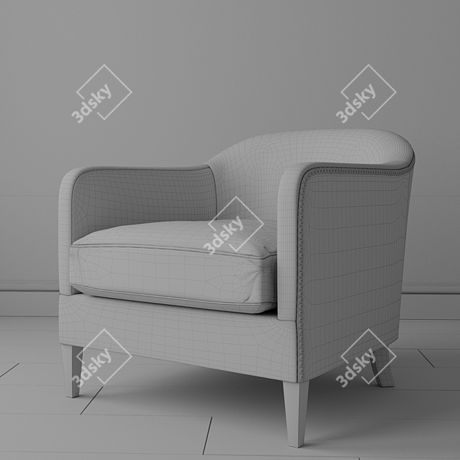 French Club Style Armchair 3D model image 3