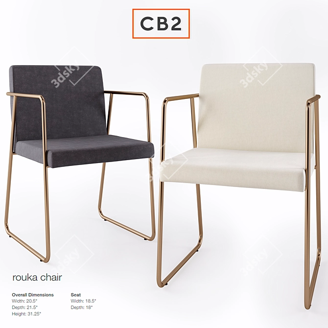 Sleek CB2 Rouka Chair 3D model image 1