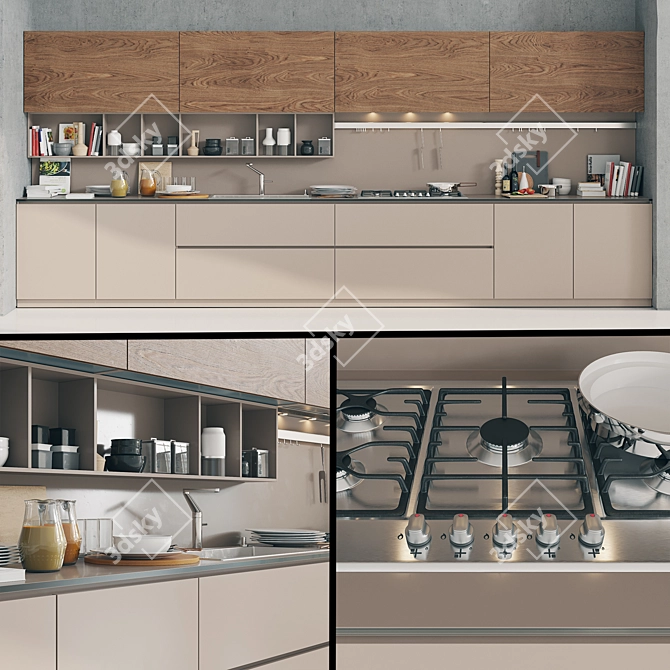 Sleek Arke Kitchen by Pedini 3D model image 2