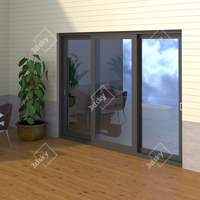 Schuco ASS 70.HI Sliding Door: Custom Sizes, Versatile Design 3D model image 2