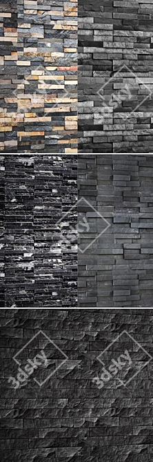 Black Slate: Wild Stone Panels 3D model image 2