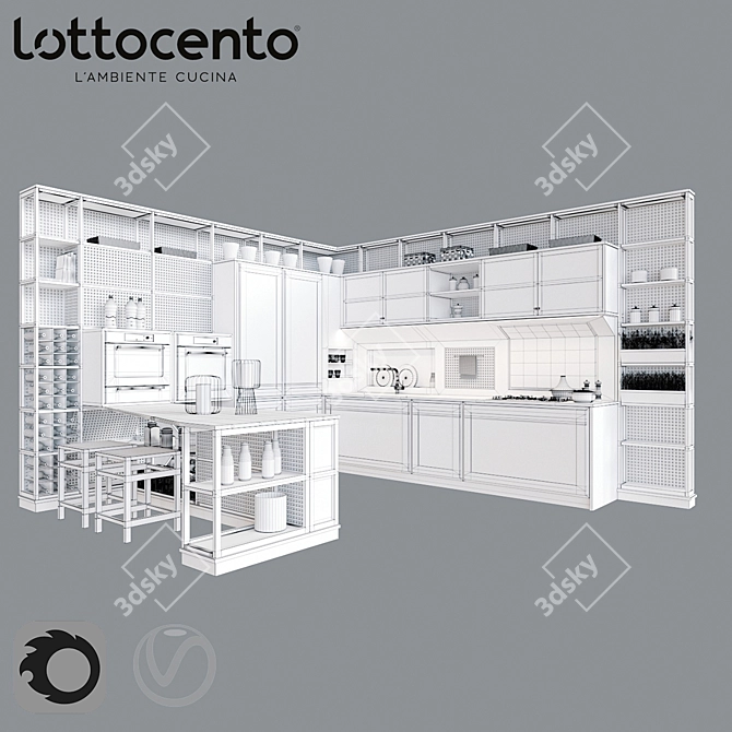 Roveretto Kitchen: Scandinavian-inspired Elegance 3D model image 3