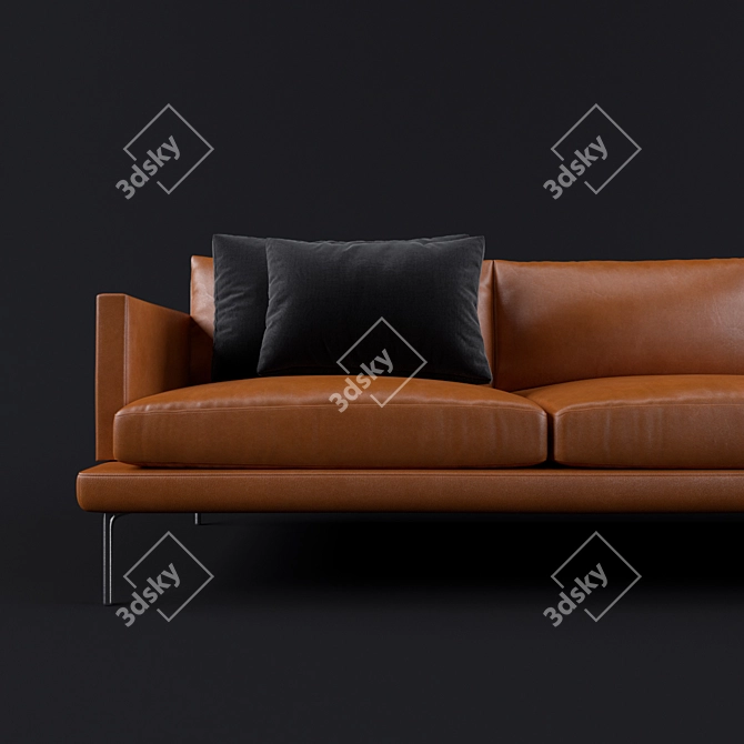 Luxury Leather Sofa with Pillows 3D model image 2