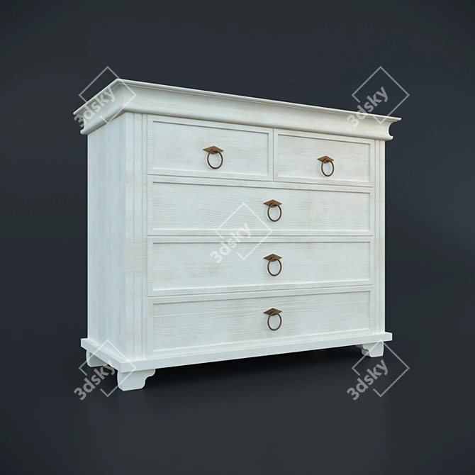 Ameli HOFF Chest of Drawers | Vintage Provence Oak Finish 3D model image 1