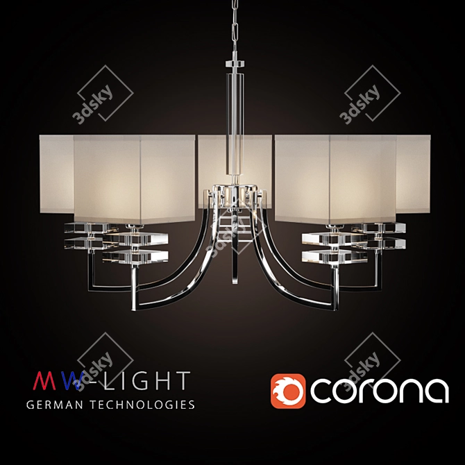 Sleek Minimalist Chandelier - Prato Collection 3D model image 2
