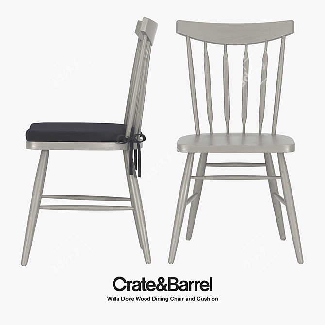 Crate & Barrel Willa Dove Chair - Timeless Wood Design 3D model image 1