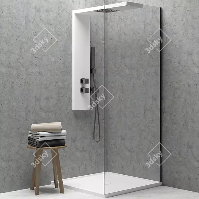 Title: Sleek Modern Shower Cabin 3D model image 1