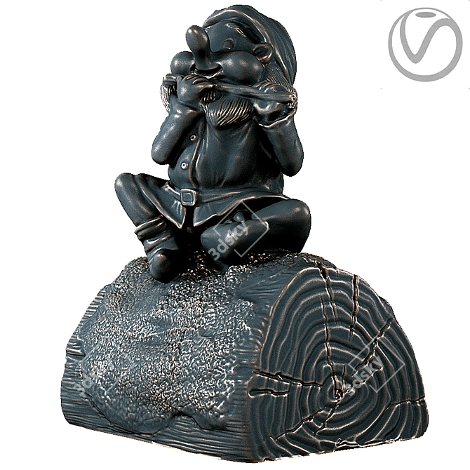 Whimsical Flute-Playing Dwarf 3D model image 2