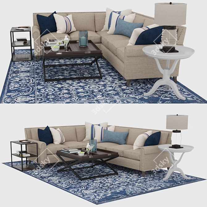 Harlan L-Shaped Sectional:
Stylish and Spacious Seating 3D model image 1