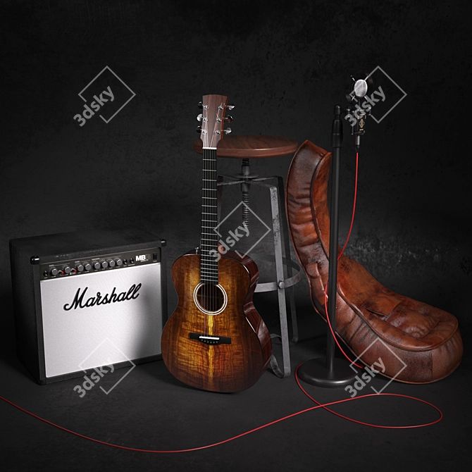 Music Collection: Combo, Guitar & Mic 3D model image 1