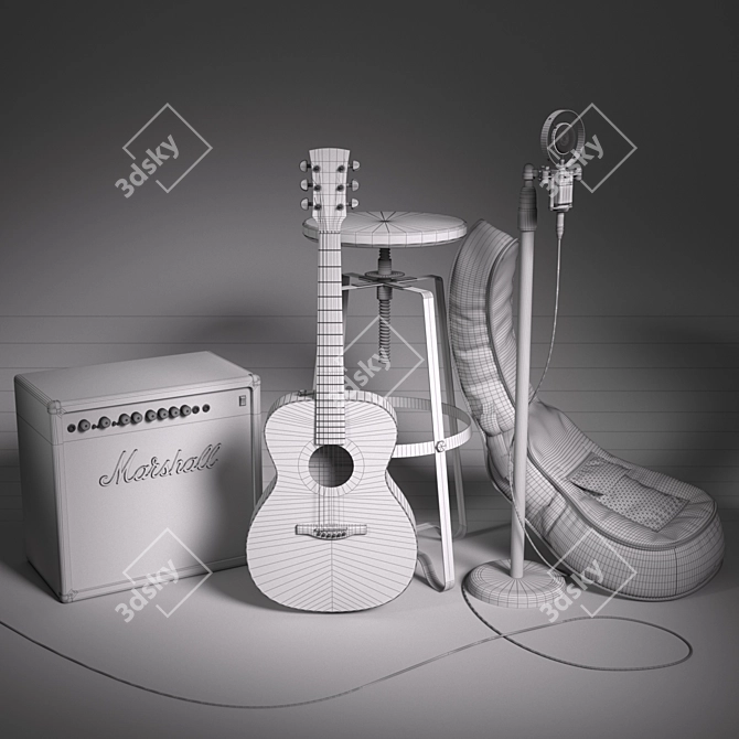 Music Collection: Combo, Guitar & Mic 3D model image 3