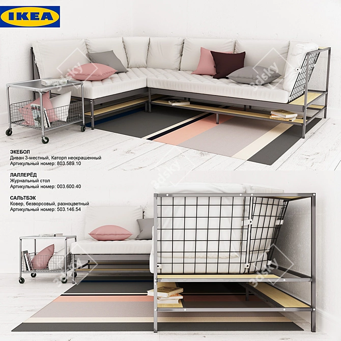 EKEBOL 3-Seater Sofa by IKEA 3D model image 1