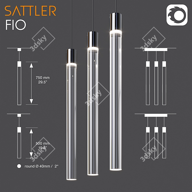 Sattler Fio Pendant Light 3D model image 1