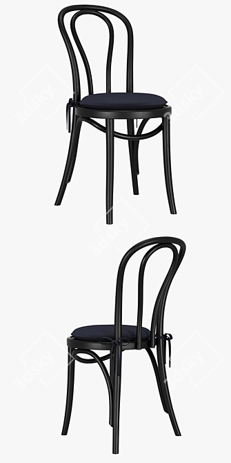 Elegant Vienna Black Wood Chair 3D model image 2