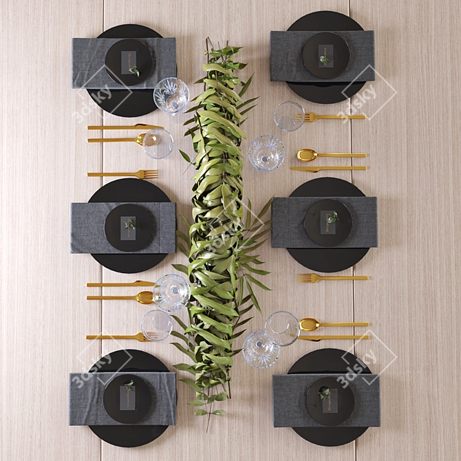 Modern Wedding Table Setting 3D model image 2