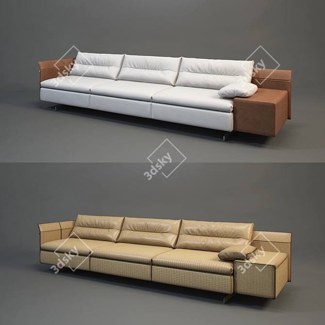 Elegant Grantorino 3-Seater Sofa 3D model image 1