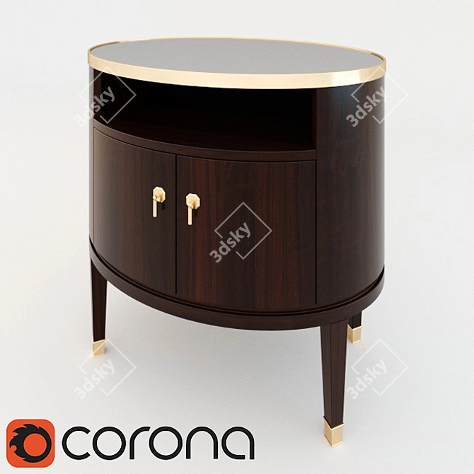 Elegant Walnut Pirouette Side Table 3D model image 1