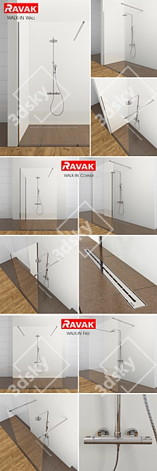 Title: RAVAK Walk-in Shower: Modern, Spacious & Versatile 3D model image 2
