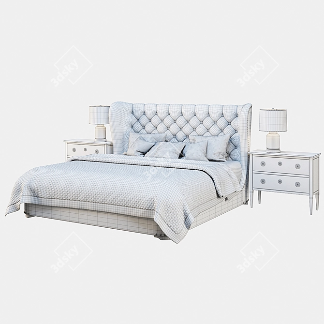Elegant Churchill Fabric Sleigh Bed 3D model image 2