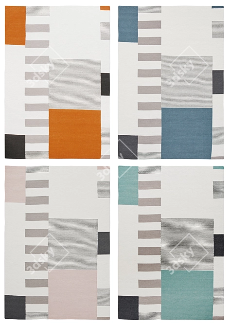 Modern Graphic Rugs Collection 3D model image 2