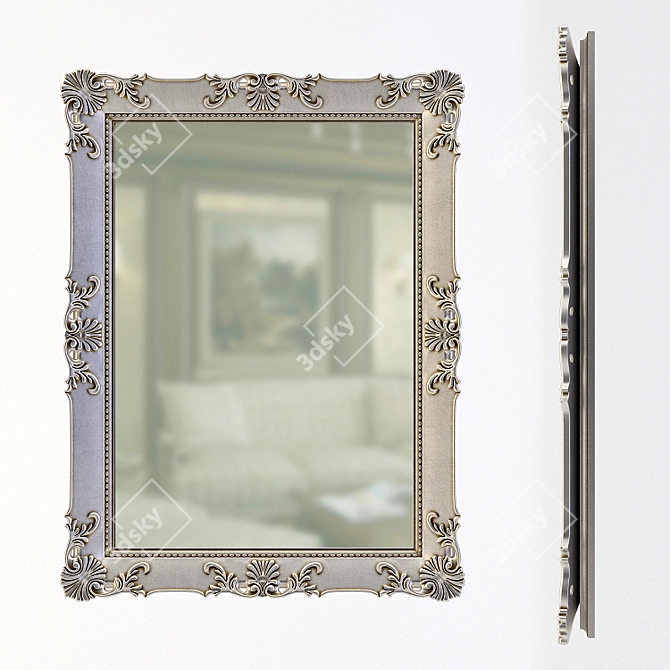 Elegant Gold Mirror 3D model image 2