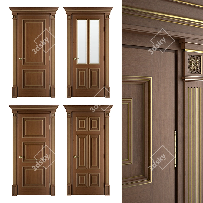 Elite Collection Solid Wood Interior Door 3D model image 1