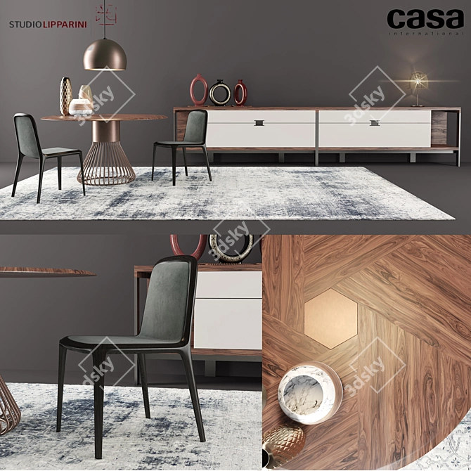 Elegant Dining Set by Mauro 3D model image 1