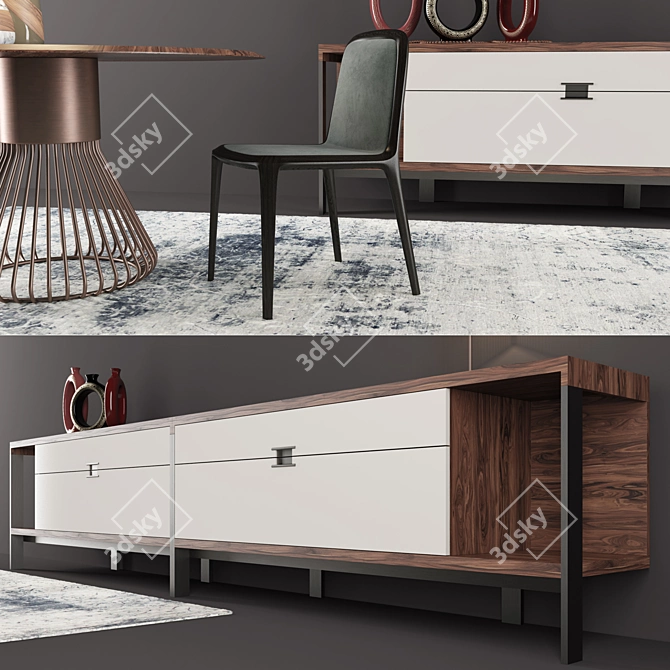 Elegant Dining Set by Mauro 3D model image 2