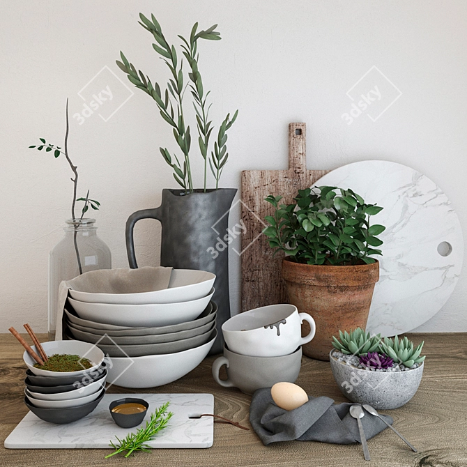 Ethnic Fusion Kitchen Decor 3D model image 1