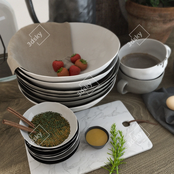 Ethnic Fusion Kitchen Decor 3D model image 2