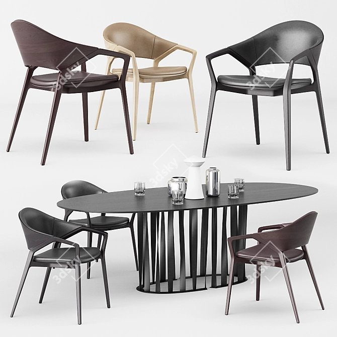 Modern Dining Set: 133 Ico & 475 Boboli by Cassina 3D model image 1