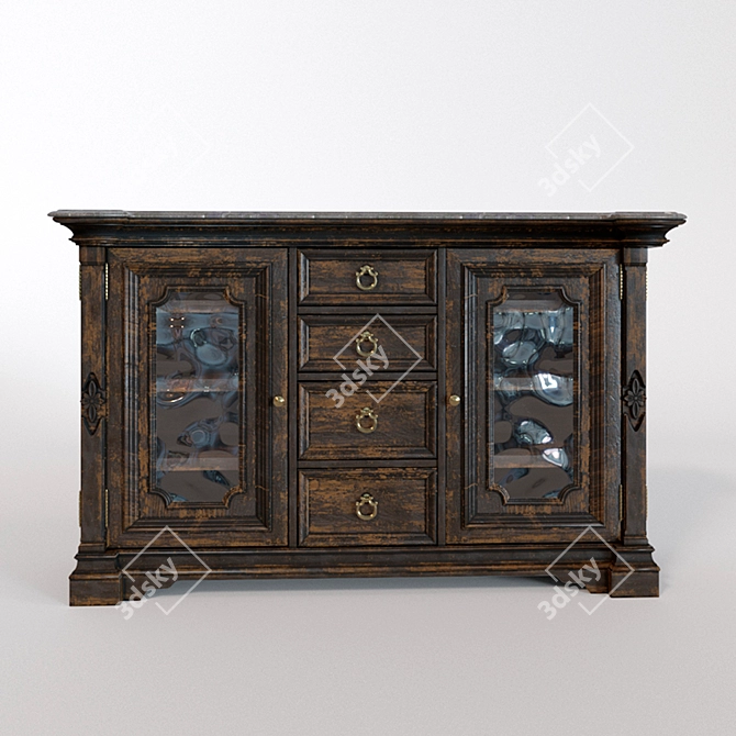 Elegant Auberose Bar Cabinet 3D model image 2