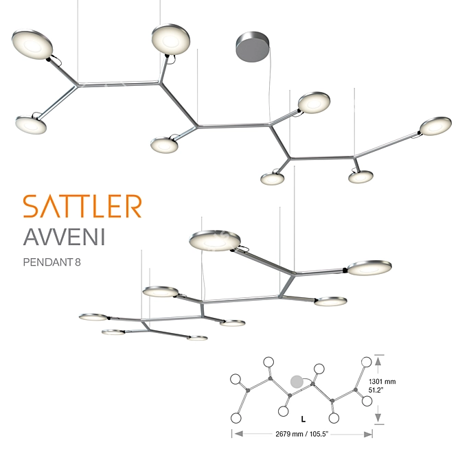 Modern Elegance: Sattler Avveni Pendant 3D model image 1