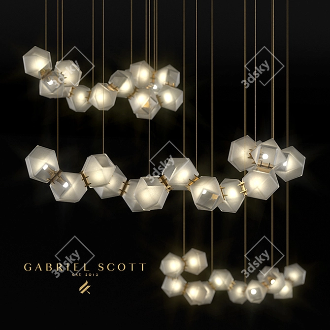 Exquisite Welles Glass Chandelier 3D model image 1