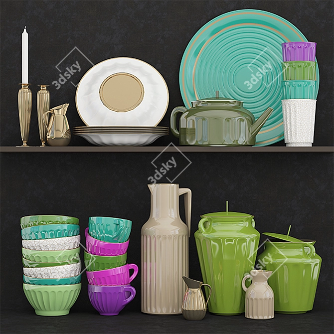 Modern Kitchen Set: Stylish & Functional 3D model image 1