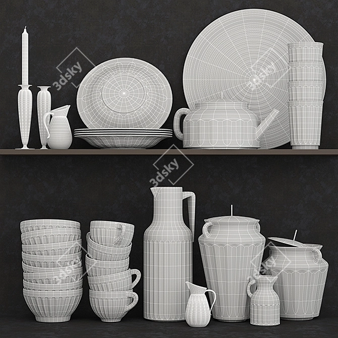 Modern Kitchen Set: Stylish & Functional 3D model image 3