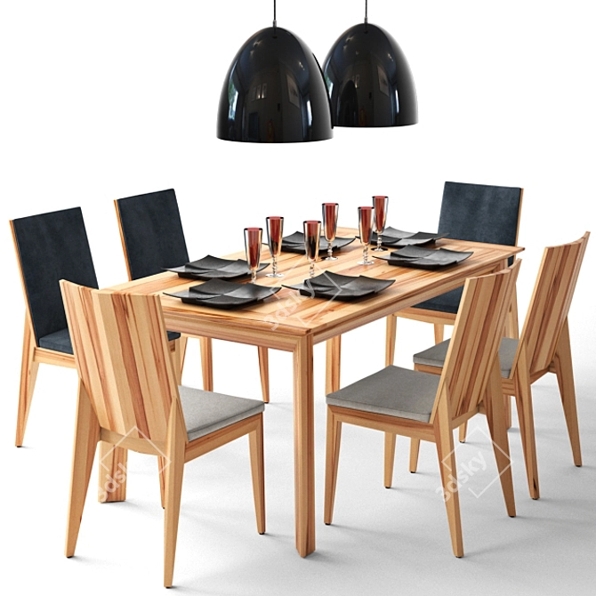 Klose K9 - Stylish and Solid Wood Dining Set 3D model image 2