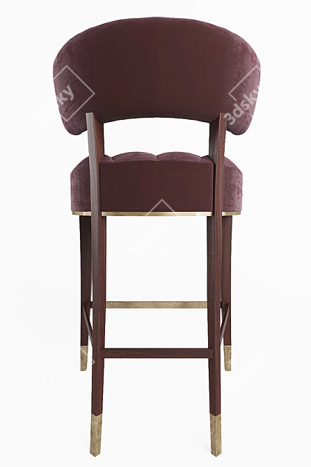 Velvet Zulu Counter Stool: Ash Legs & Brass Details 3D model image 2