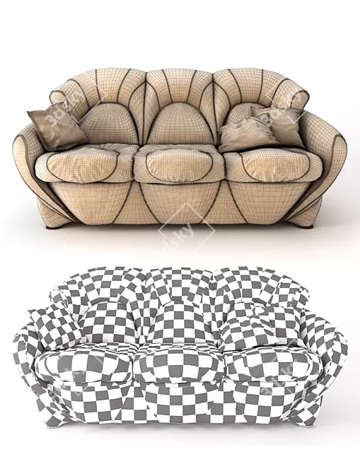 Elegant Classic Sofa 3D model image 3