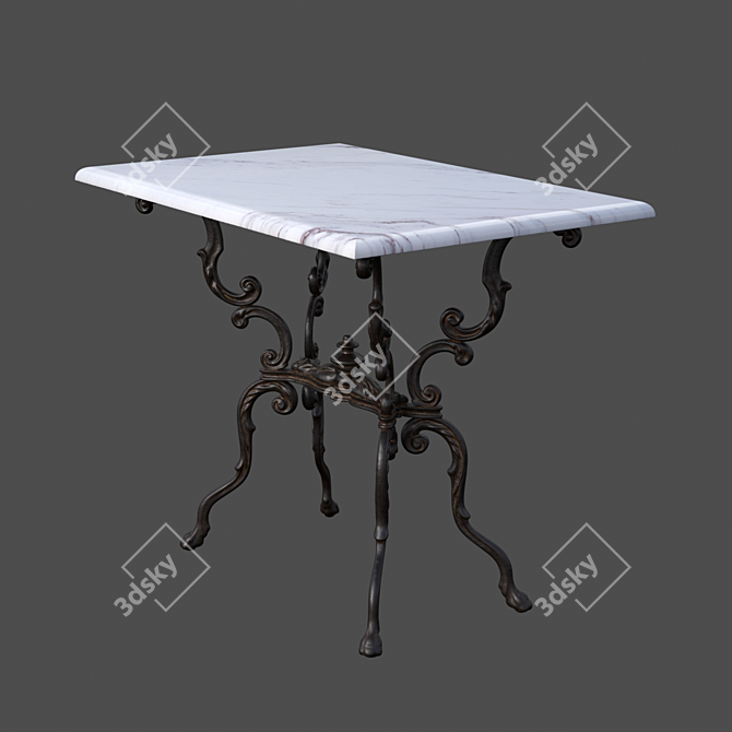 19th Century French Iron & Marble Table 3D model image 1