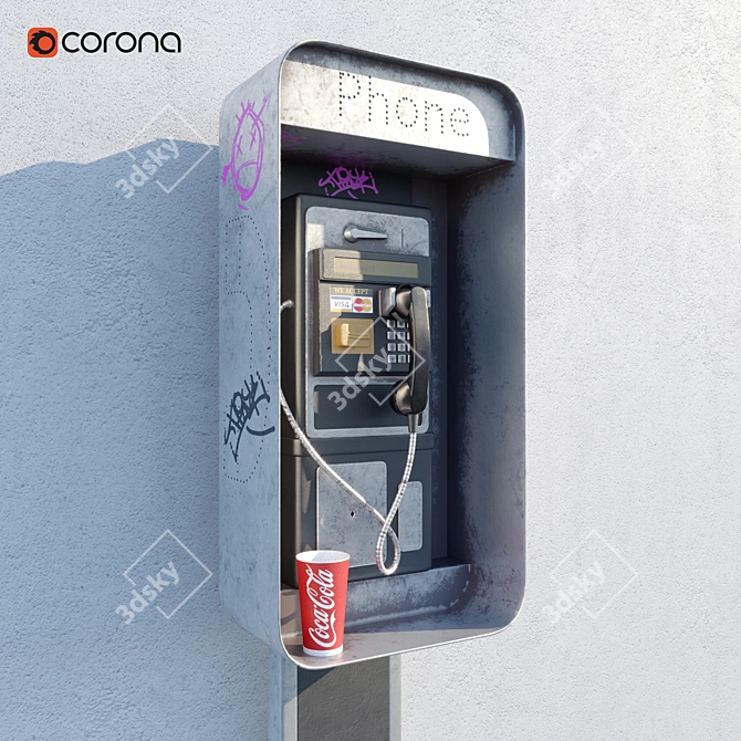 Portable Payphone with High-Quality Features 3D model image 1