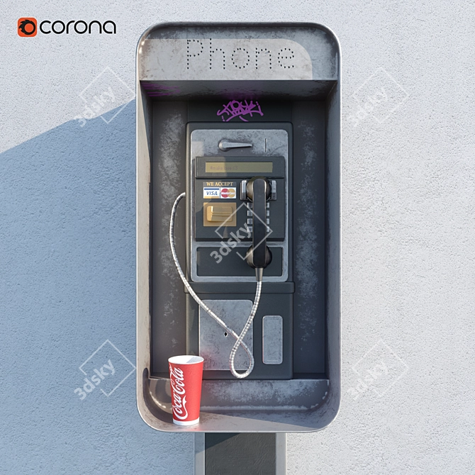 Portable Payphone with High-Quality Features 3D model image 2