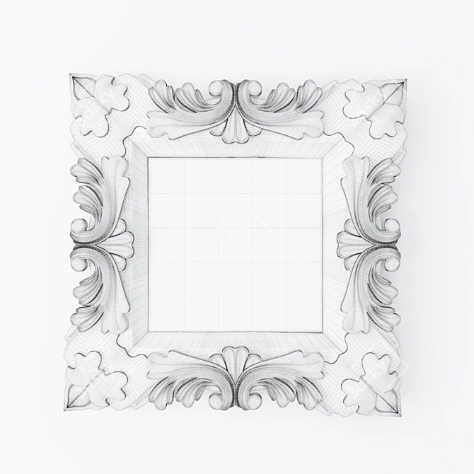 Baroque Square Mirror - Elegant Home Decor 3D model image 3